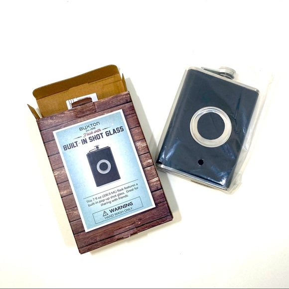 Buxton Flask with Built In Collapsible‎ Travel Shot Glass NWT in Box NEW - Picture 1 of 10